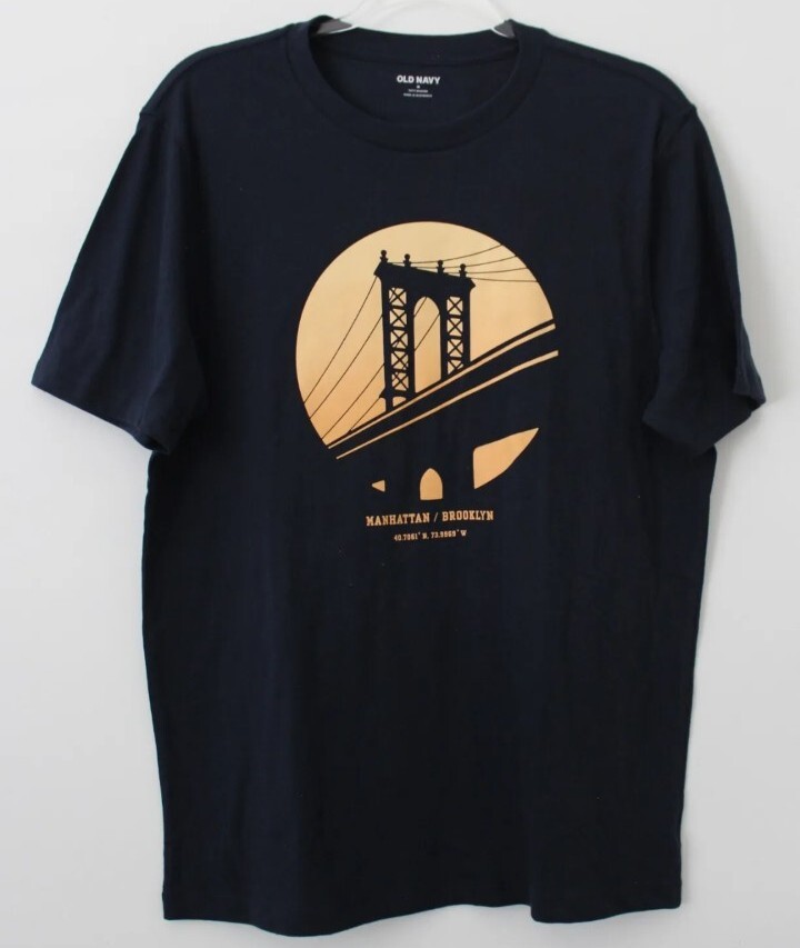 Old Navy Men Soft-Washed Graphic T-Shirt Manhattan/Brooklyn Blue Multisize XXL
