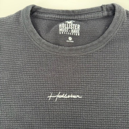 Hollister Must Have Collection Black Waffle Knit Long Sleeve Top Mens Medium