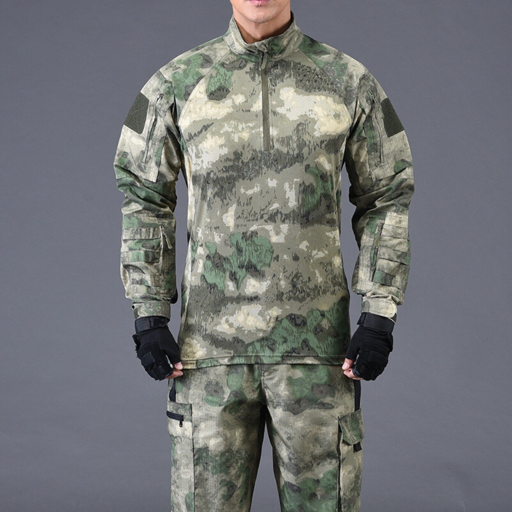 Men Tactical Combat T-Shirt Camouflage Military Shirt Long Sleeves Army Outdoor