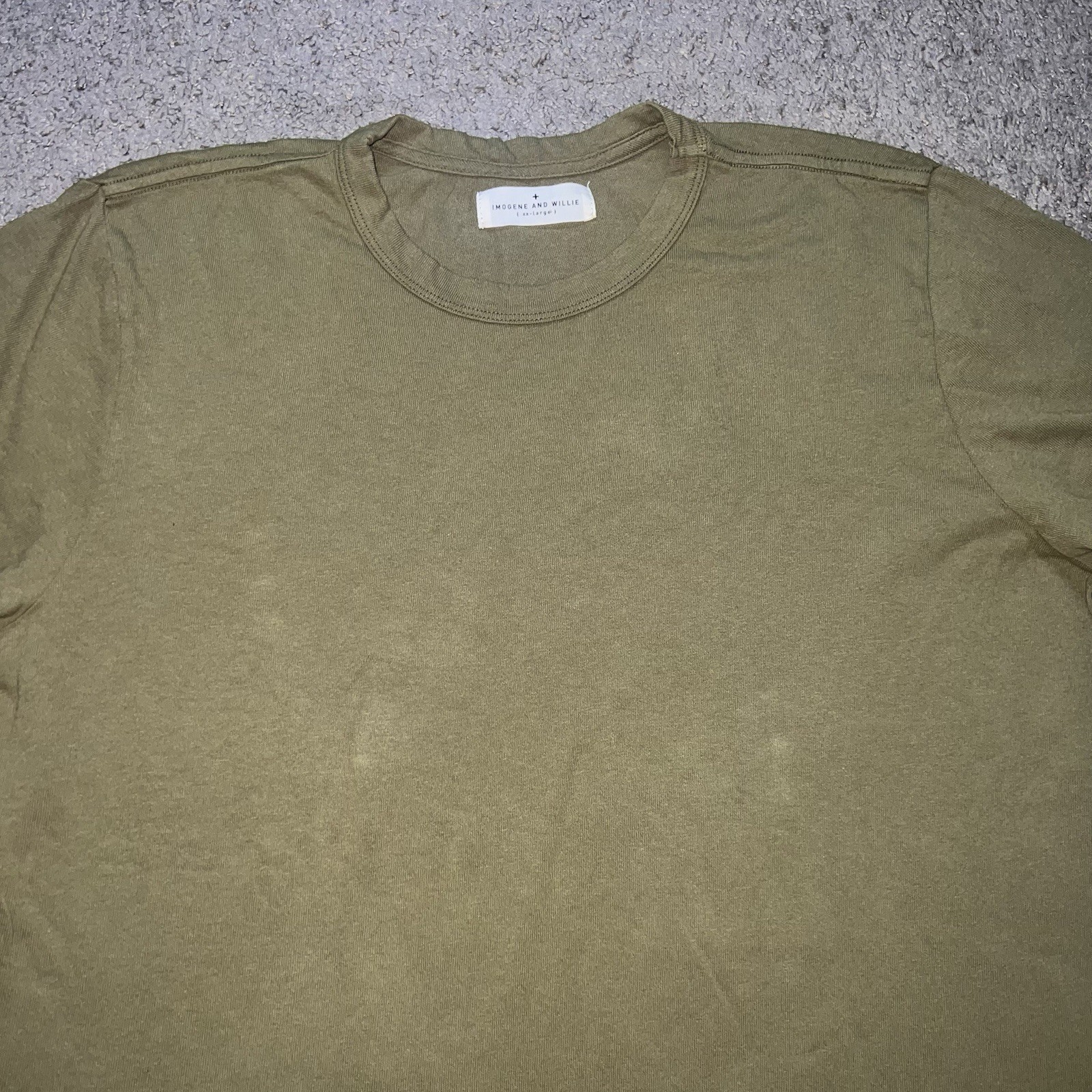 Imogene and Willie Shirt Women 2XL Olive Green Faded Wash Slim Fit Made In USA