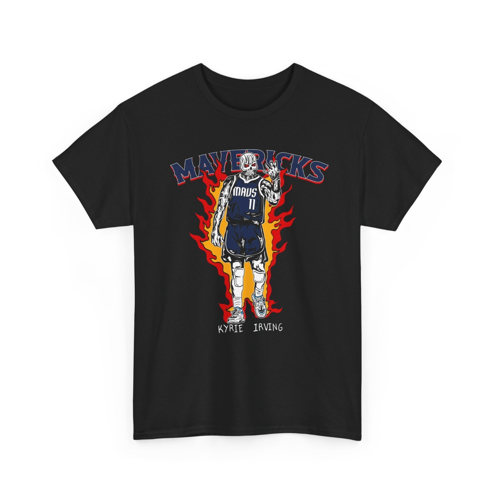Graphic Print T-Shirt Black Hoops Baller Flame Skull Mens Casual Hip Hop Tee