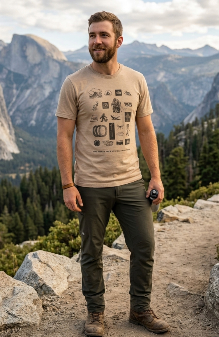 The North Face Tan Graphic T Shirt Berkeley California Gorpcore Mens Small
