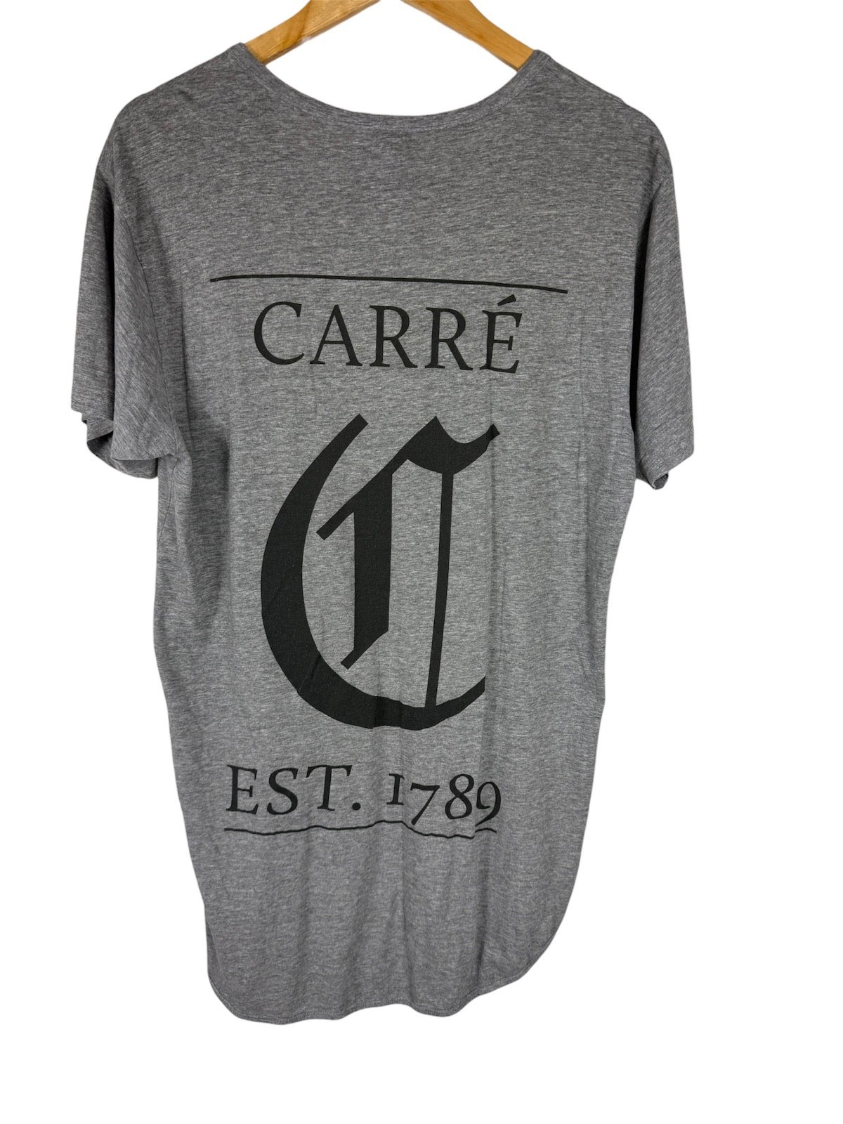 Carré Est 1789 Grey Marle Longline Scoop Tee Men’s Medium Streetwear Curved Hem