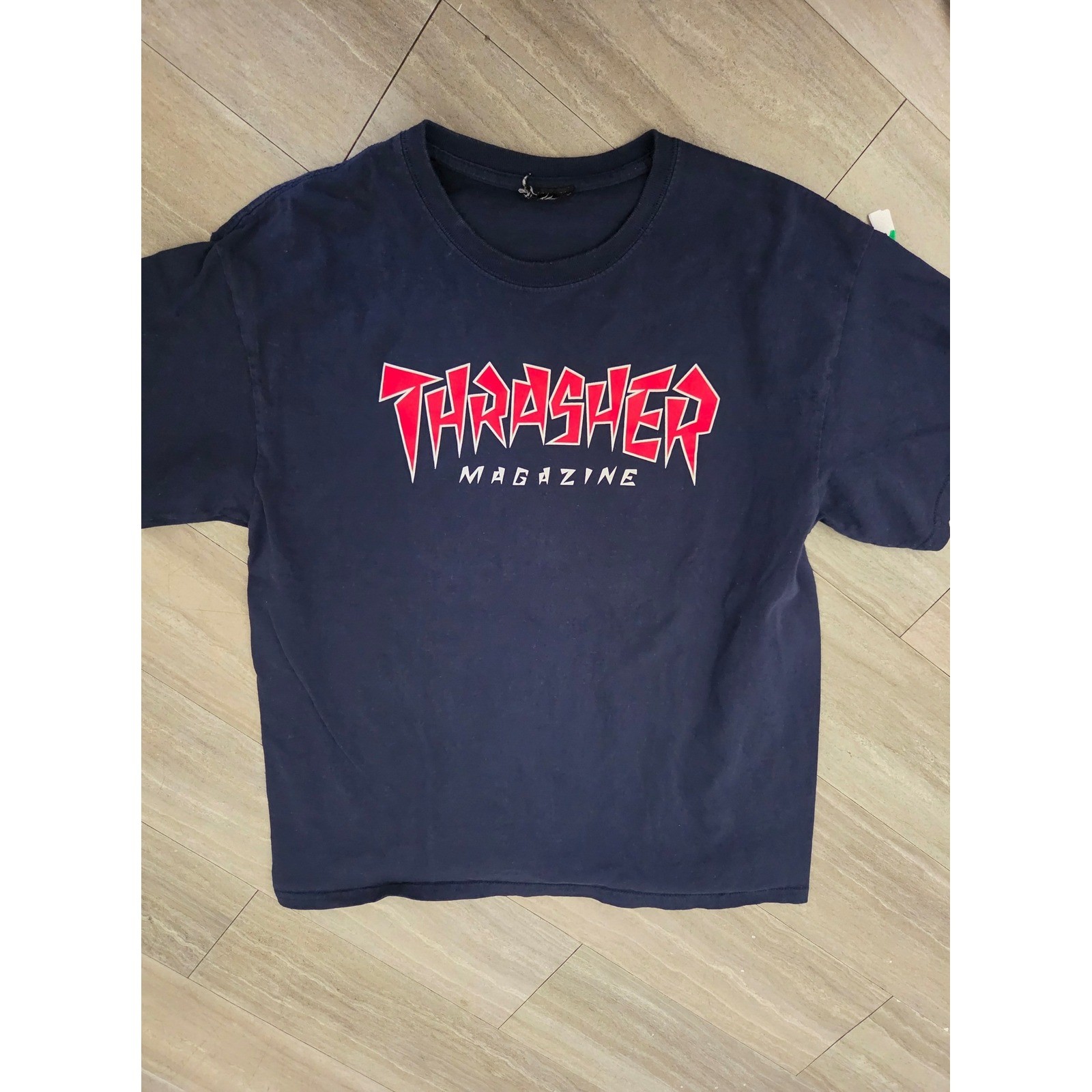 Thrasher Magazine Graphic T-Shirt Mens Navy Blue Red Logo Skate Short Sleeve TEE