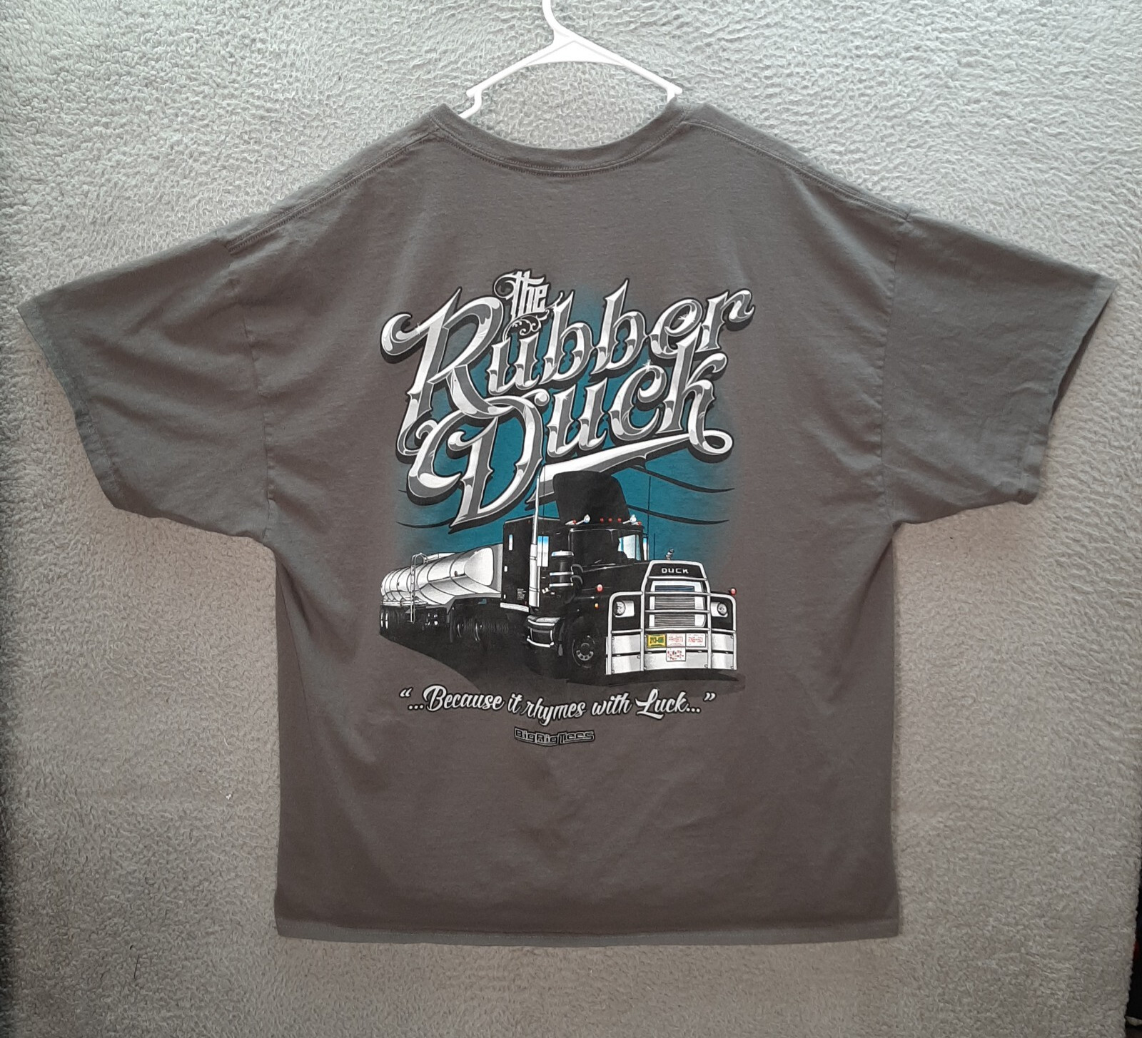 Trucker Shirt Adult 3XL XXXL Gray Big Rig Semi Truck 18 Wheeler The Rubber Duck