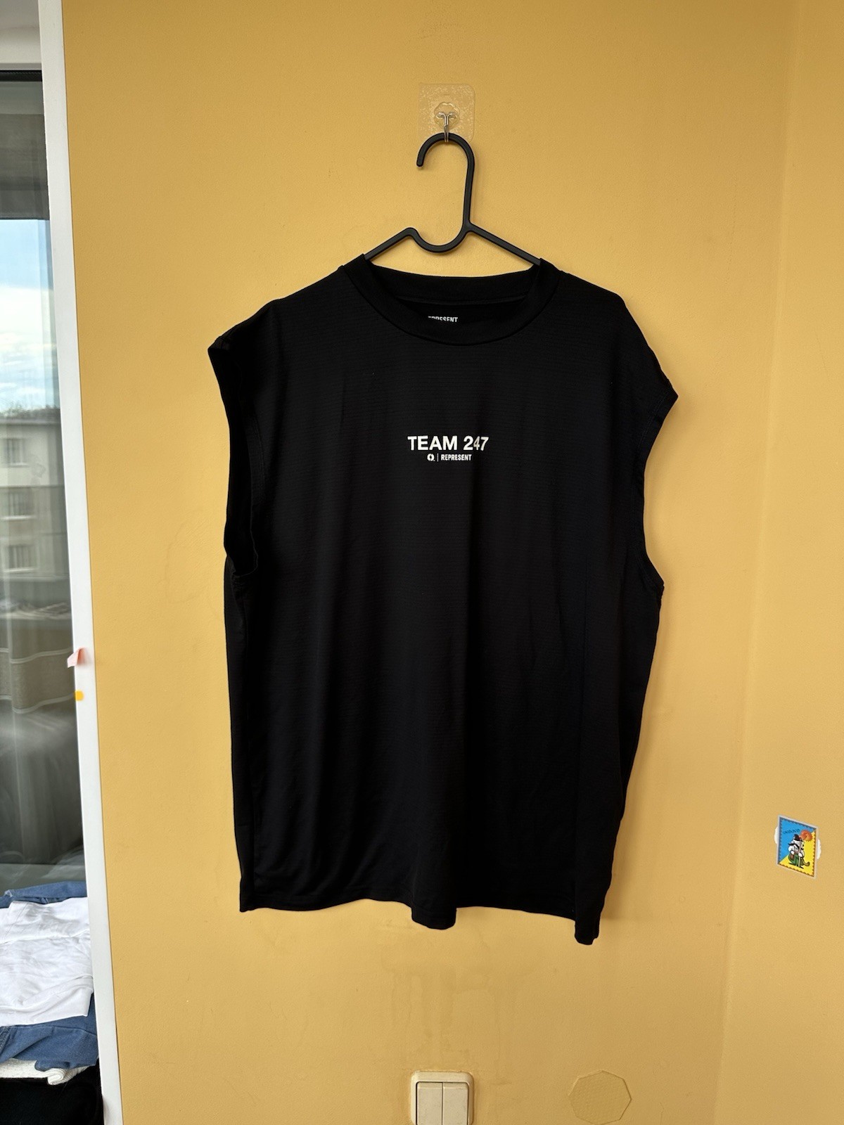represent running vest team Black 247 hyrox gym top t-shirt tank Size L