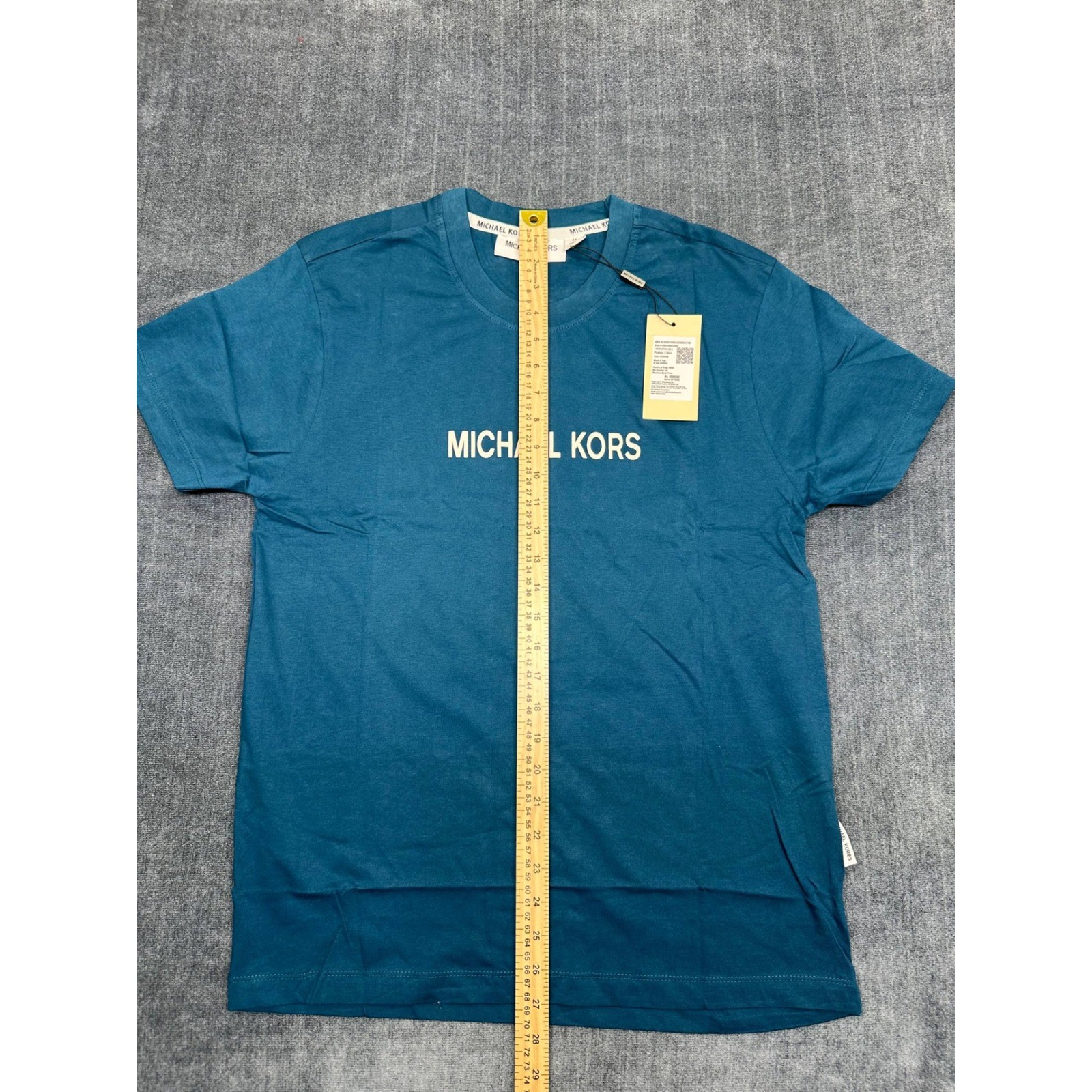 Michael Kors Mens Peacock Blue Graphic Wave Logo T-Shirt M NEW