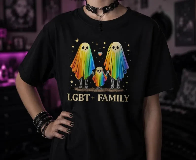 LGBT Family Ghost Shirt, Pride Rainbow Ghost Tee, Cute Gothic Pride Tee