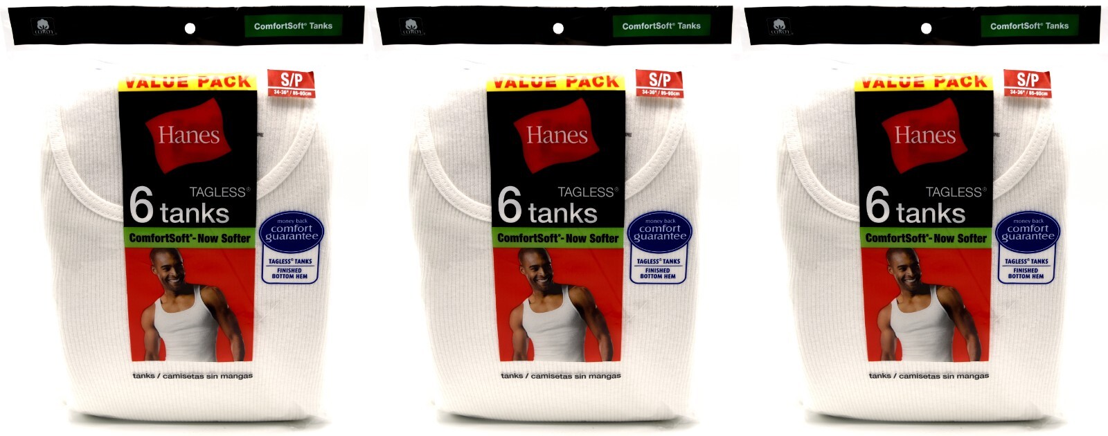 18 Hanes White Tanks Small S 34-36 Inch Tagless ComfortSoft P 85-90 CM