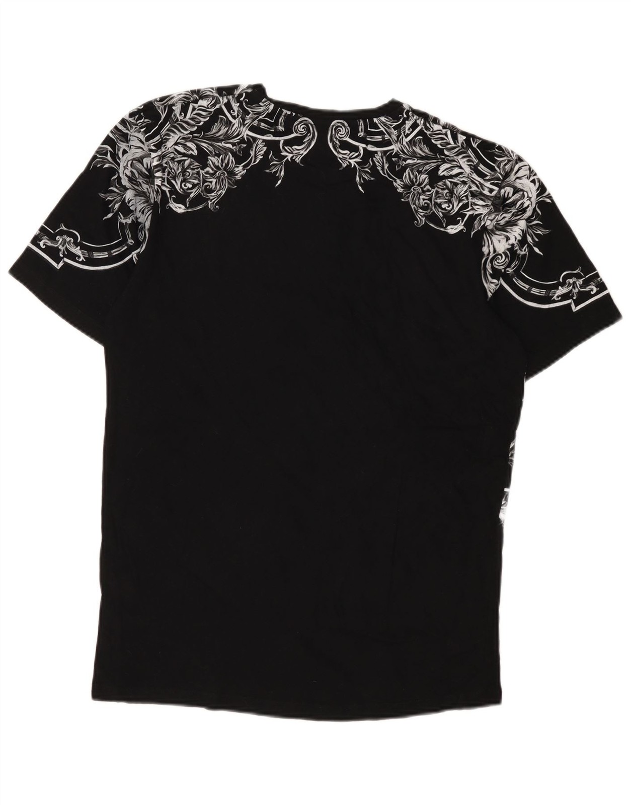 Zara Mens Graphic T-Shirt Top Large Black Floral BA09