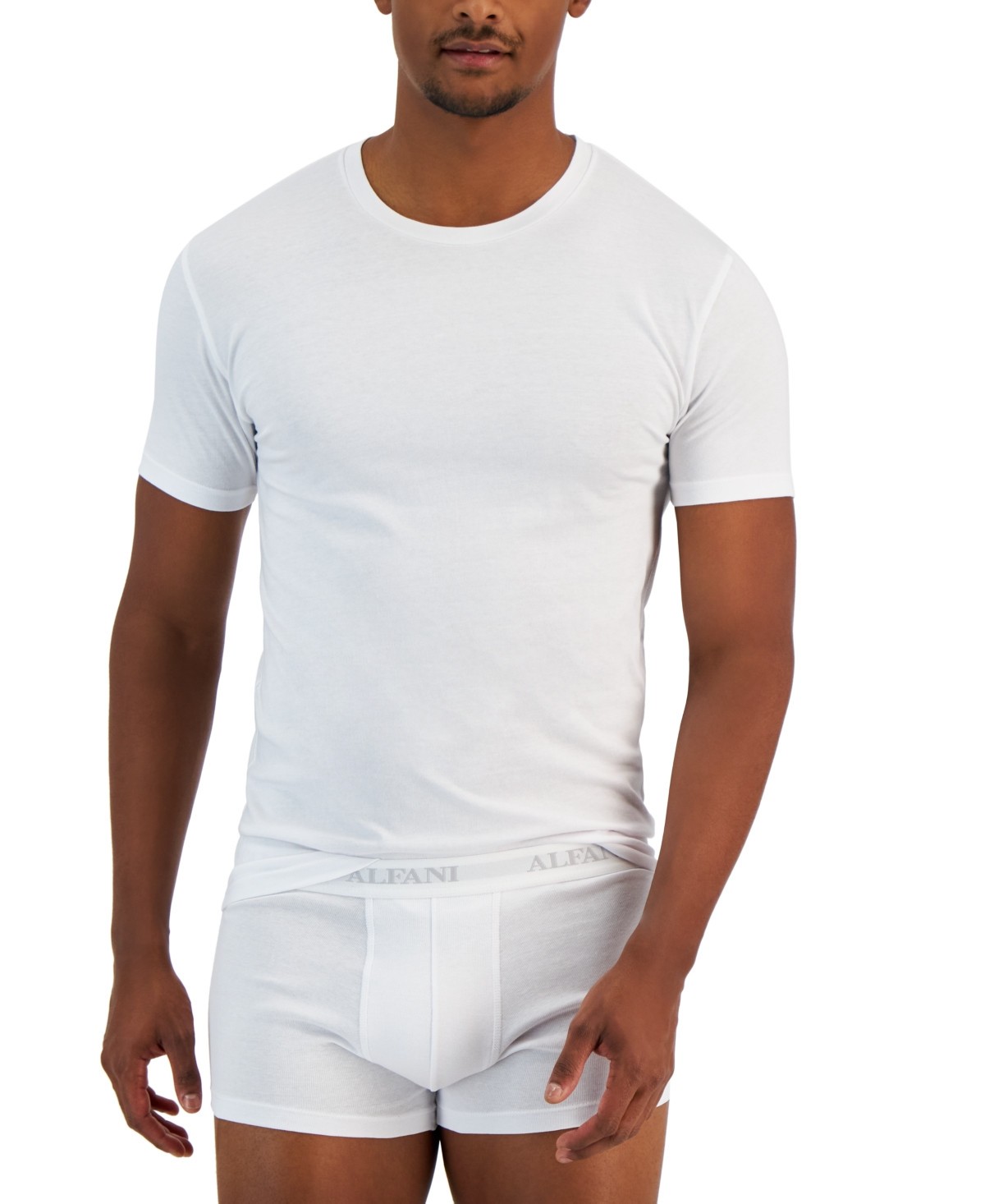 Alfani Men’s 4 Pack Solid Cotton Slim-Fit Crew Neck T-Shirt White Large