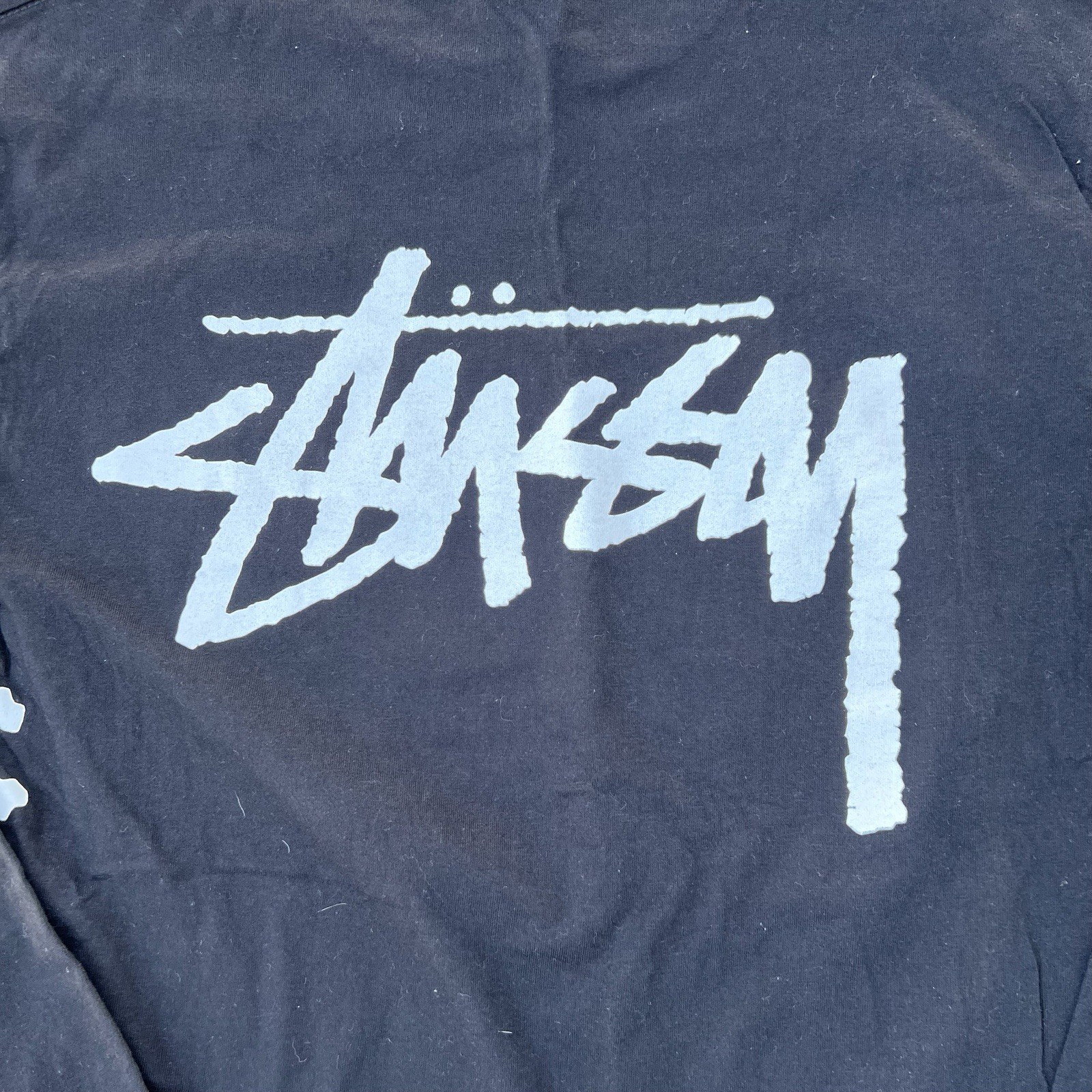 Stussy Shirt Mens M Black Long Sleeve Skull Bones Worldwide Double Sided Skater