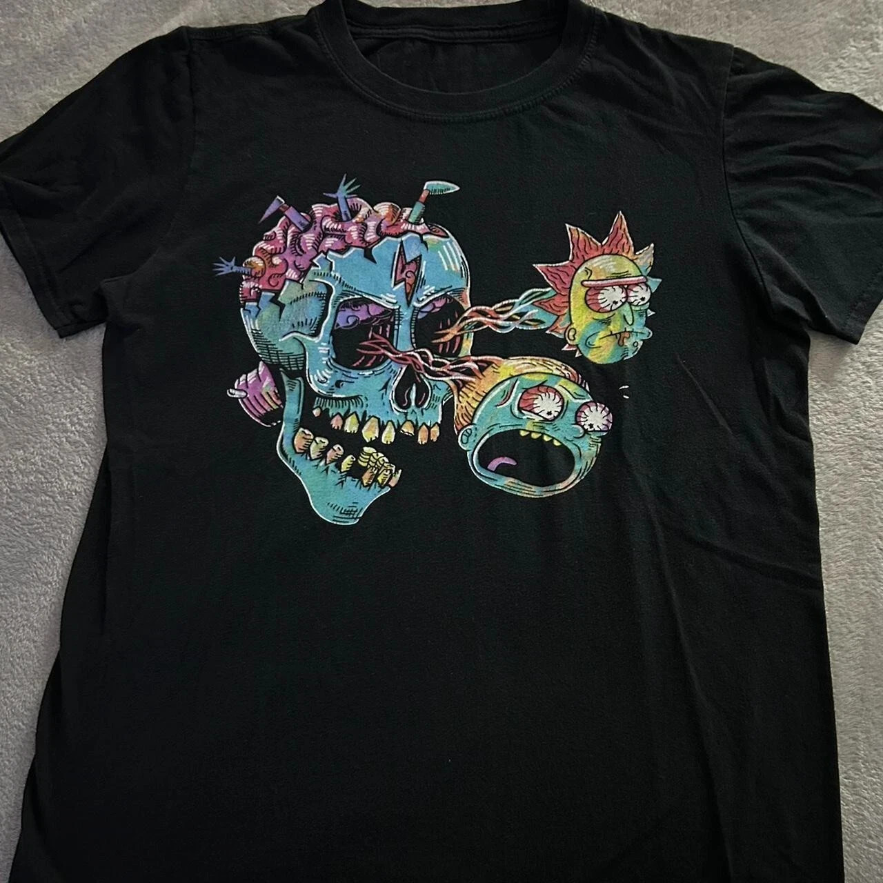 Rick and Morty black and multicoloured T-shirt Cotton All Size S-5XL