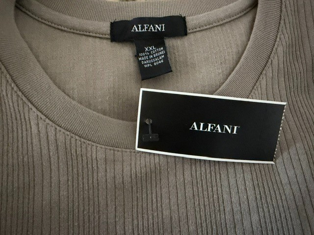 Alfani Men’s Short Sleeve Pullover Crew Neck Ribbed Top New Cinder XXL NWT