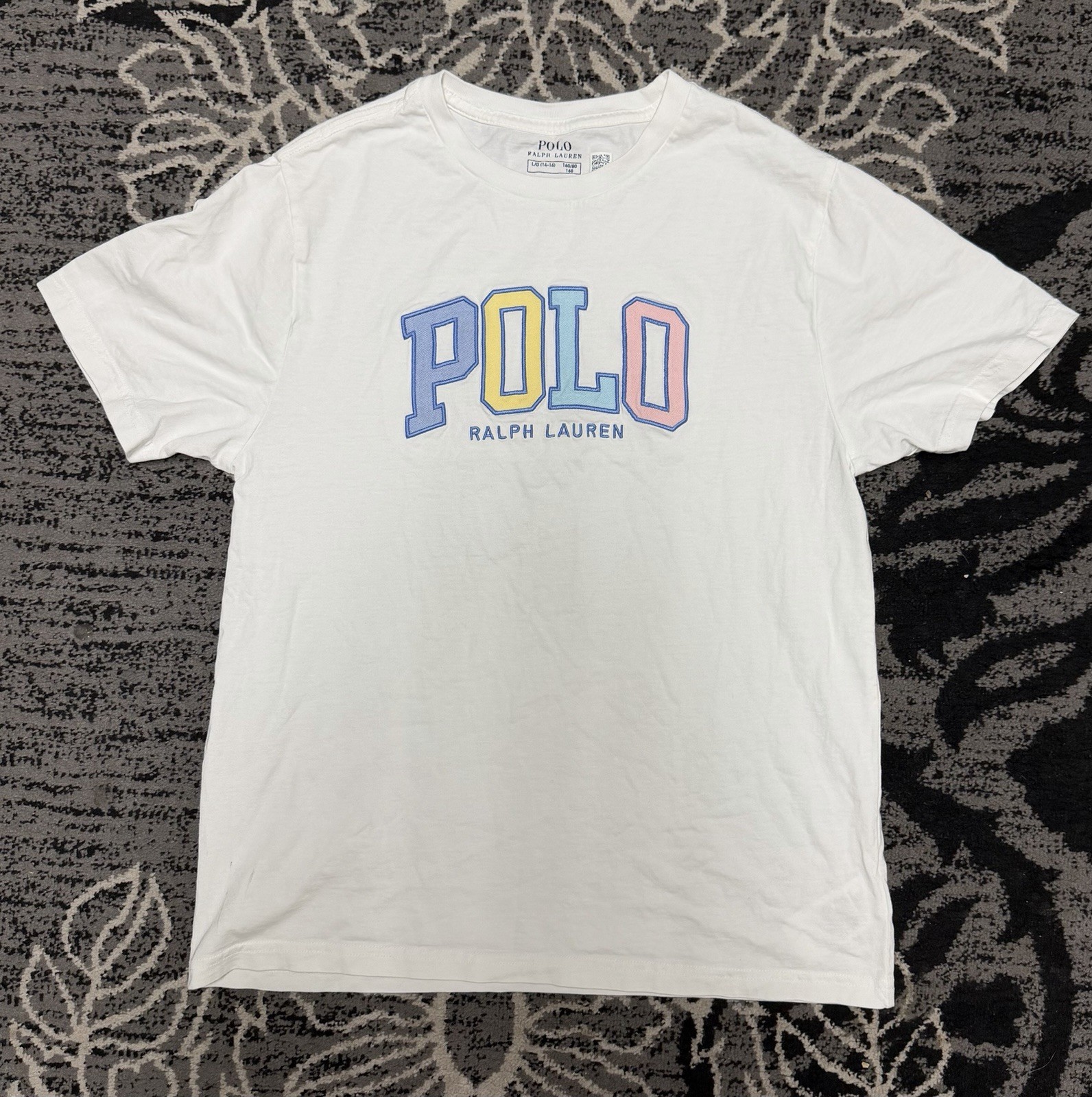 Polo Ralph Lauren White T-Shirt With Multicoloured Logo Size L #preppy #classic