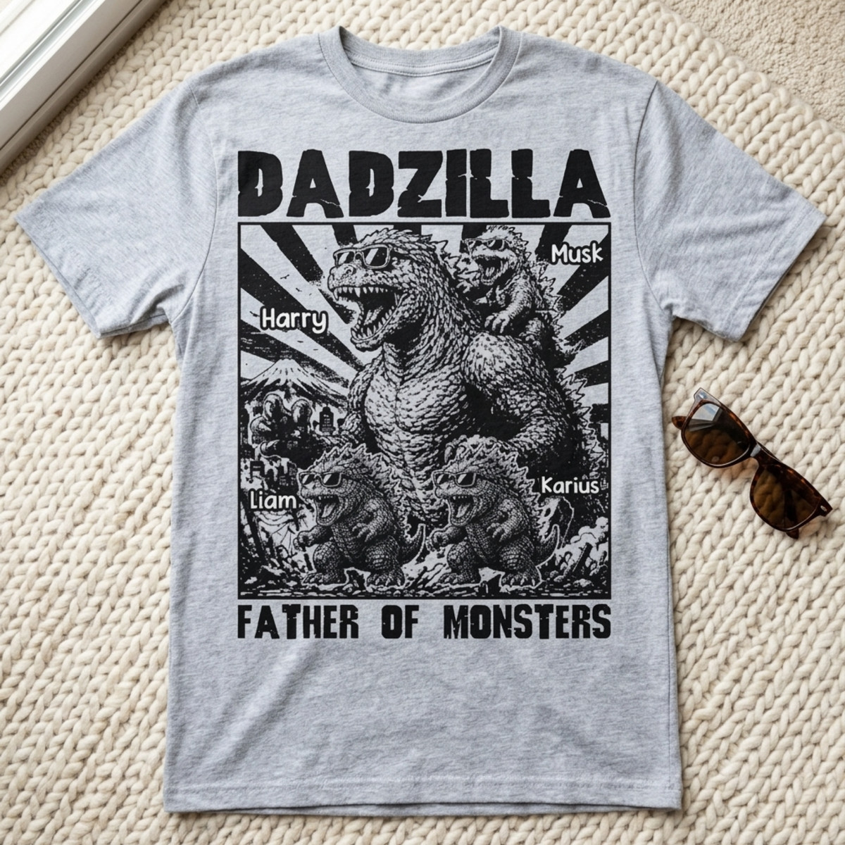 Personalize Dadzilla Father of Monsters Shirt, Father’s Day Custom Name Shirt