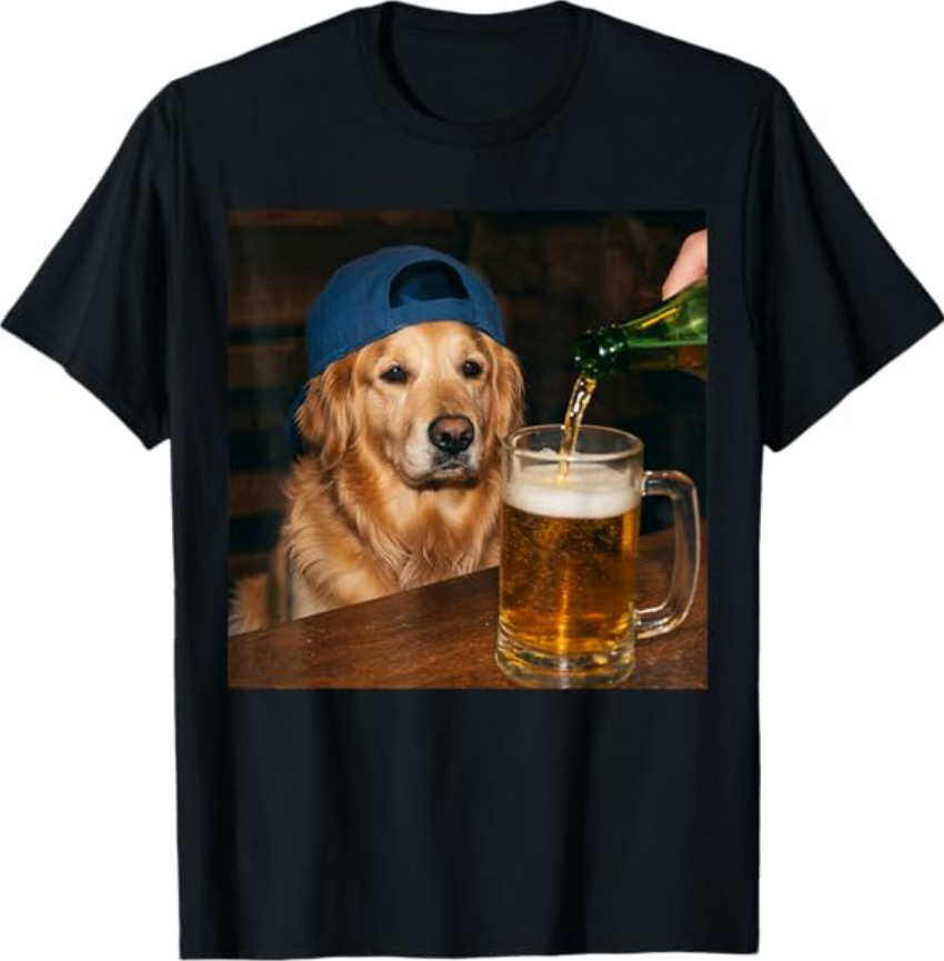 Golden Retriever Drinking Beer Funny Dog Meme T-Shirt