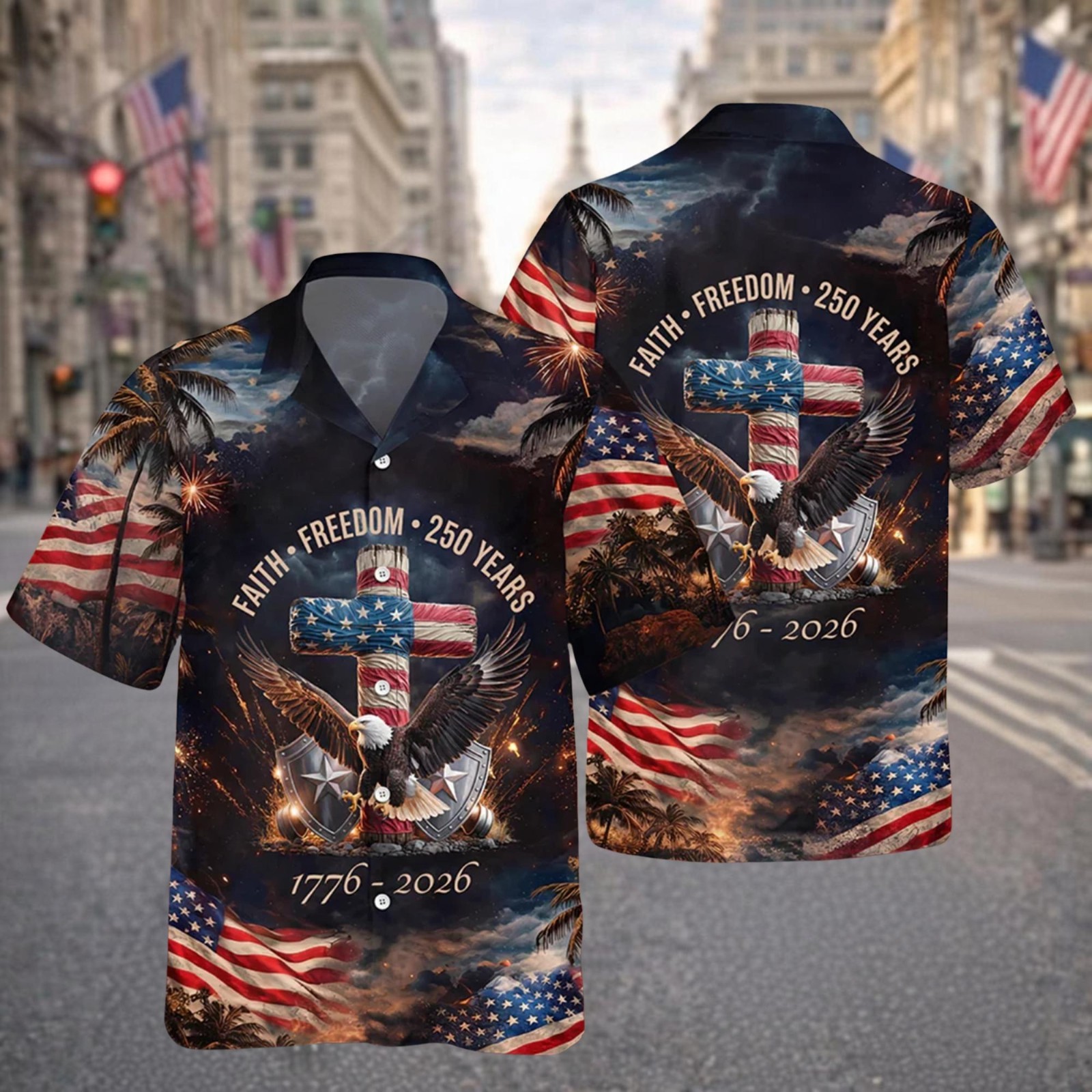 America 250th Anniversary Hawaiian Shirt, 250 Years Of Freedom Button Shirt