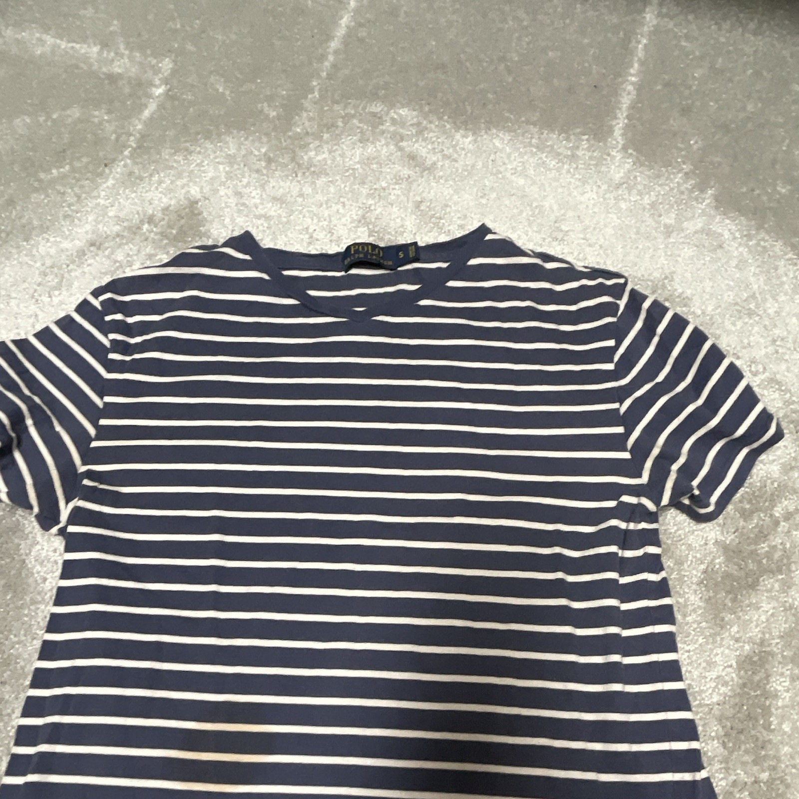 Polo Ralph Lauren Men’s Blue/White Striped Crew Neck T-Shirt, Size S