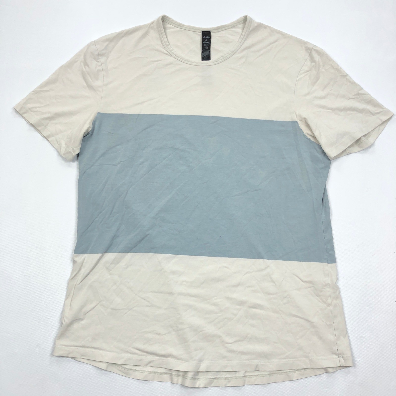 Lululemon Mens 5 Year Basic Tee XL Tan Blue Colorblock Pima Cotton T-Shirt