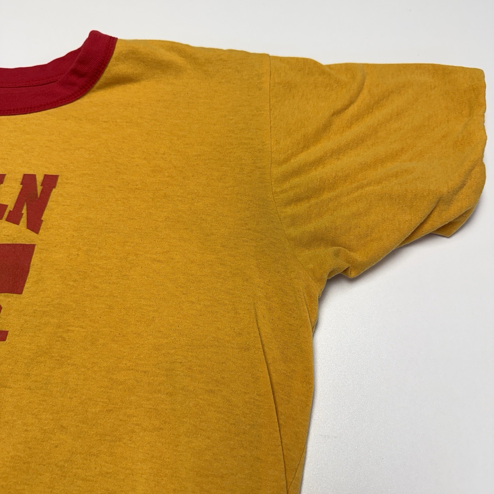 Vintage 90s Double Face Phys Ed T Shirt Mens XL Red/Yellow USA