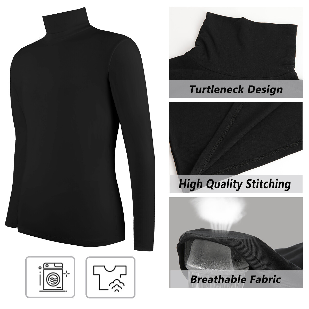 Men Pullover Turtle Neck T-shirt Slim Fit Tops Warm Winter Long Sleeve Shirts