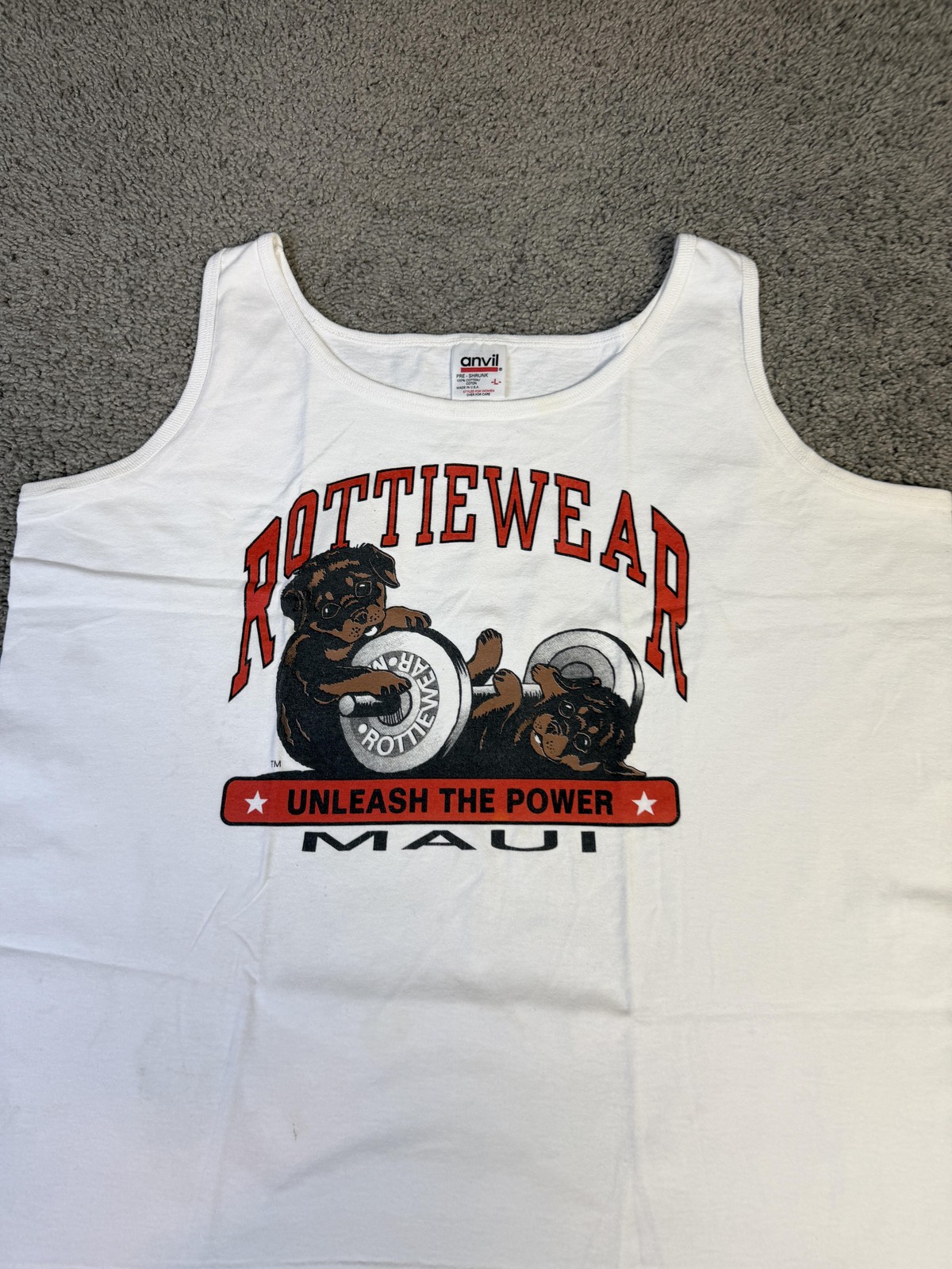 VTG 90s Rottiewear Shirt Mens L Tank Maui Rottweiler Muscle Body Building Gym
