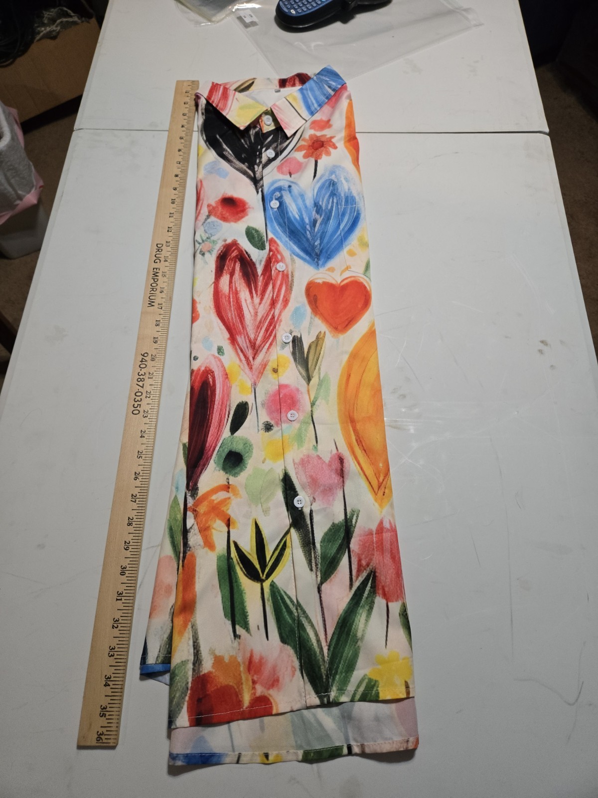 Plus 6XL Multicolor Floral Heart Collared Button-Up Top