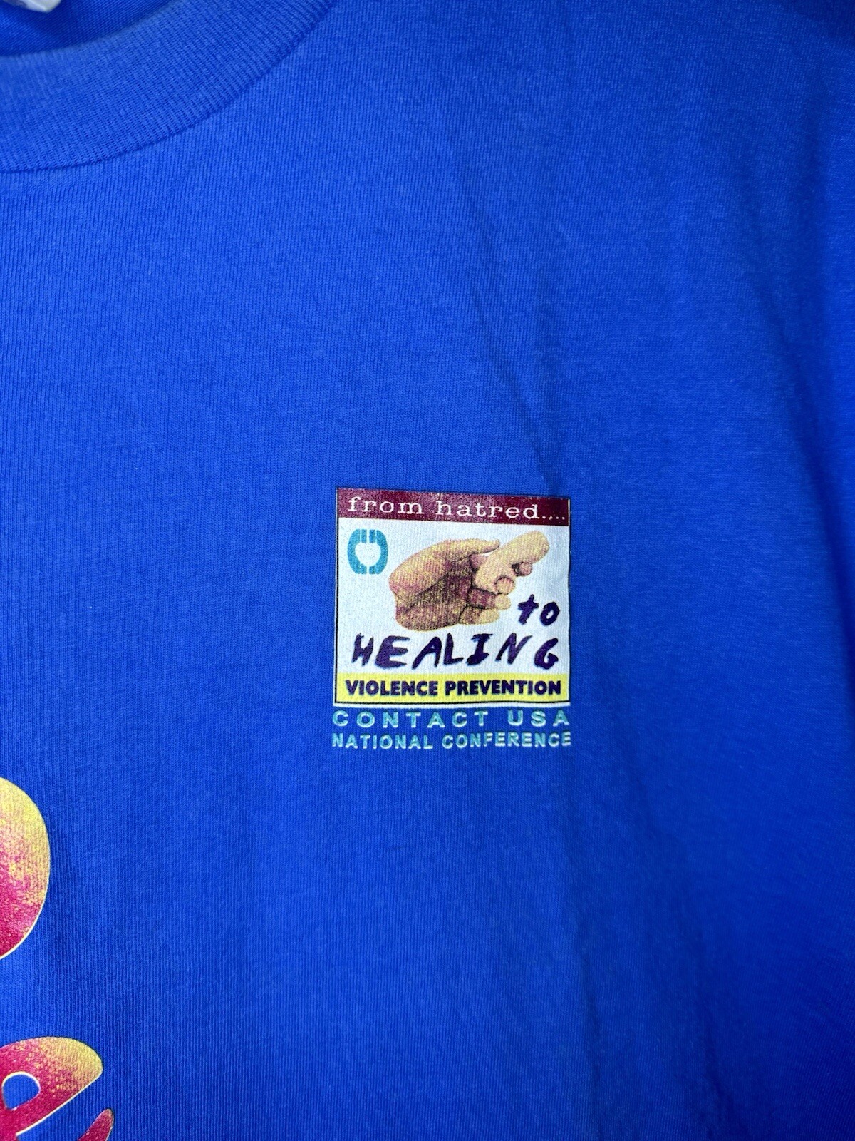 Vintage From Hatred To Healing Stop The Violence National T-Shirt 2XL Blue