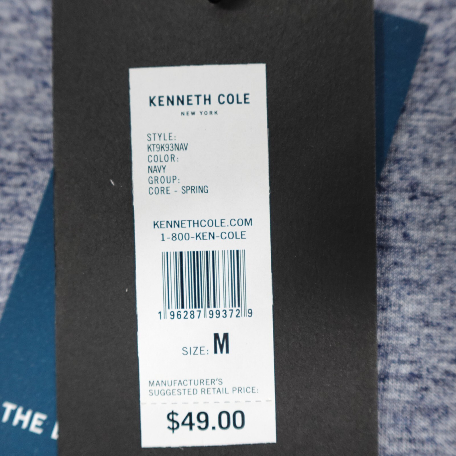 Kenneth Cole The Linen Knit Crew Neck Shirt S/S Lightweight Stretch Navy