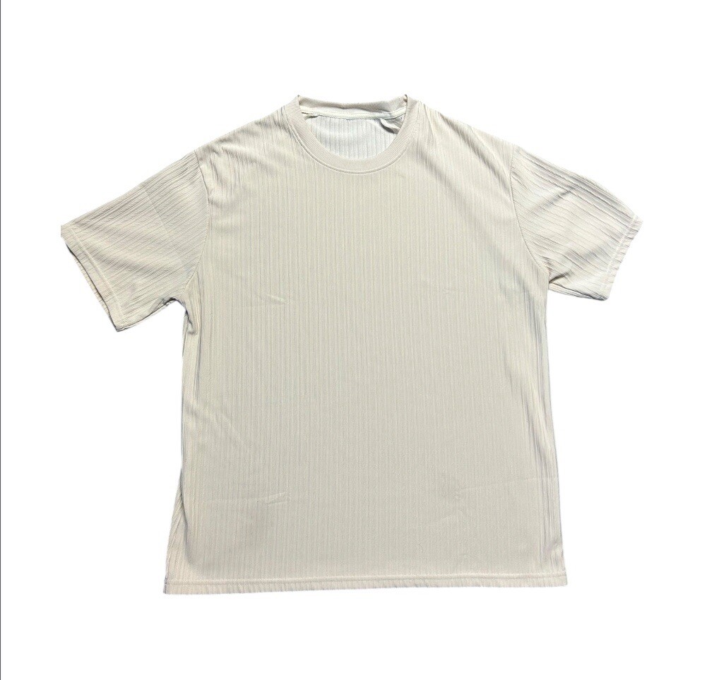 Textured Striped Ribbon White Heavyweight *Mens Large* High-Quality T-Shirt