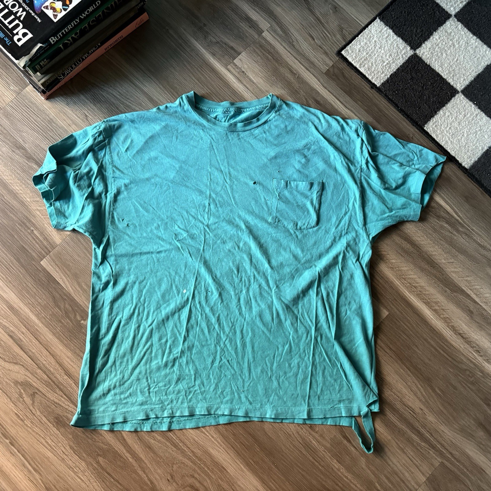 90’s Vintage Single Stitch T-Shirt XL Teal Distressed Grunge Streetwear