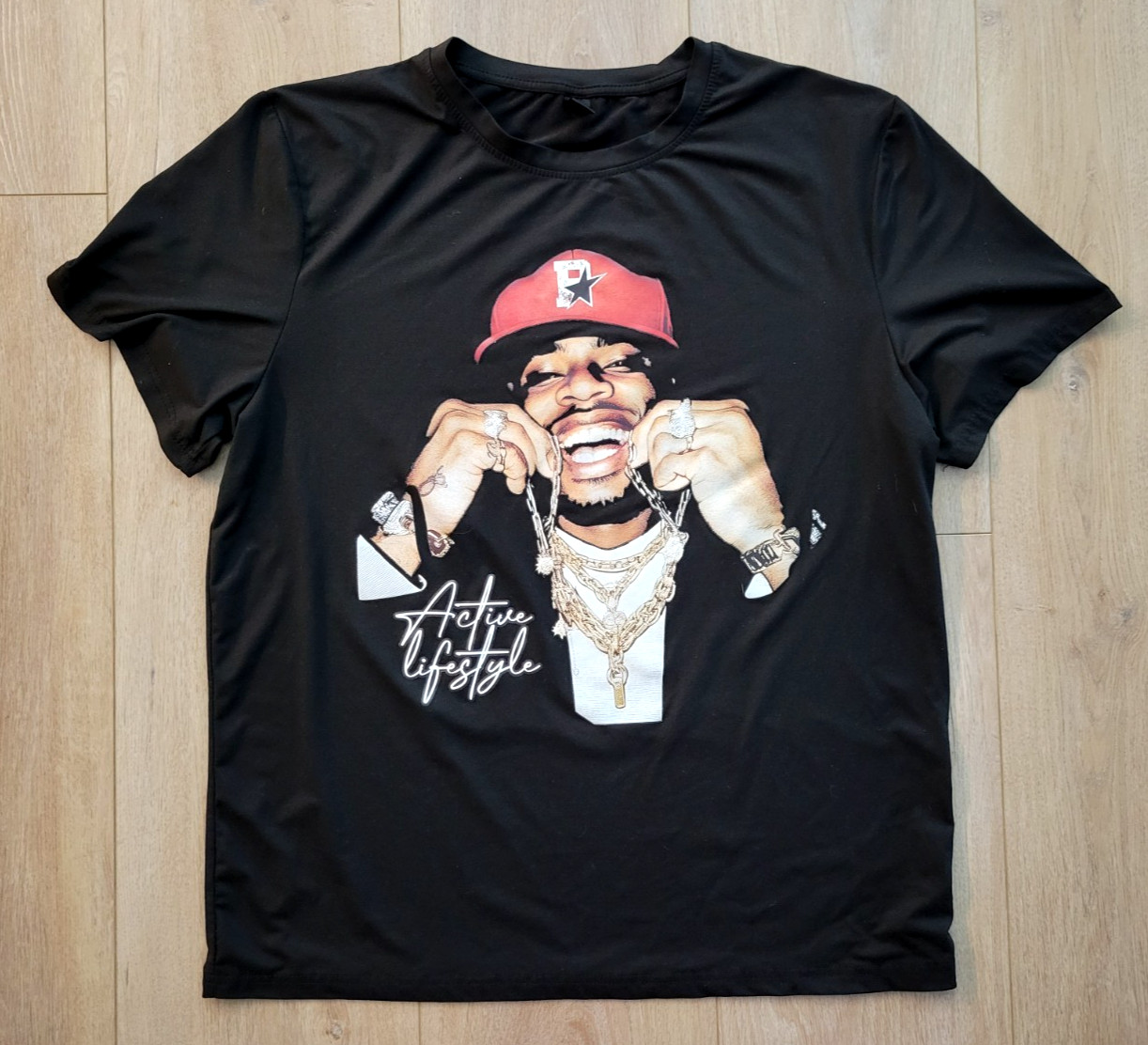 Romwe T-Shirt Men XXL Black Street Wear Active Lifestyle Graphic Print Summer
