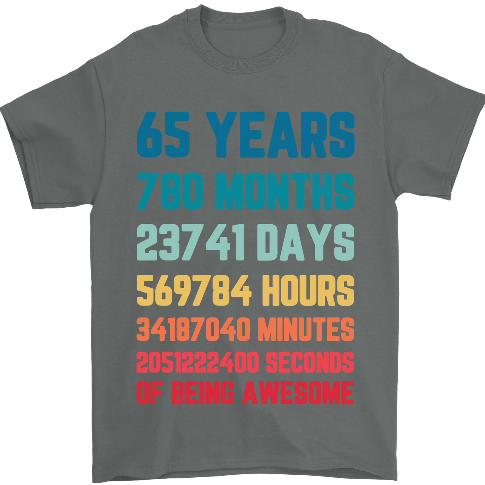 65th Birthday 65 Year Old Mens T-Shirt 100% Cotton