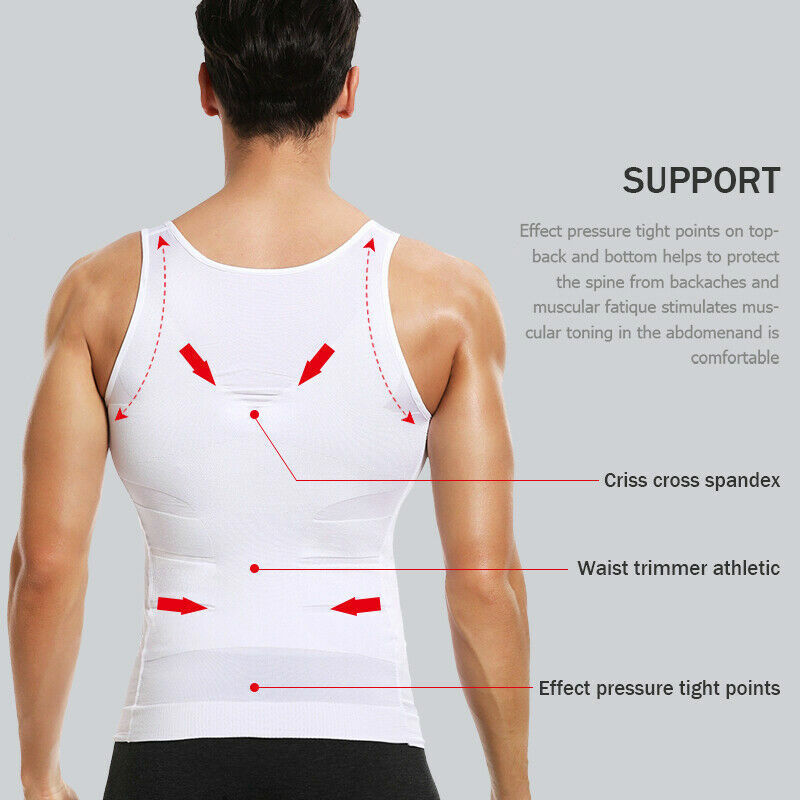 Men’s Chest Compression Shaping Vest Tummy Control Shirt Hide Gynecomastia Moobs
