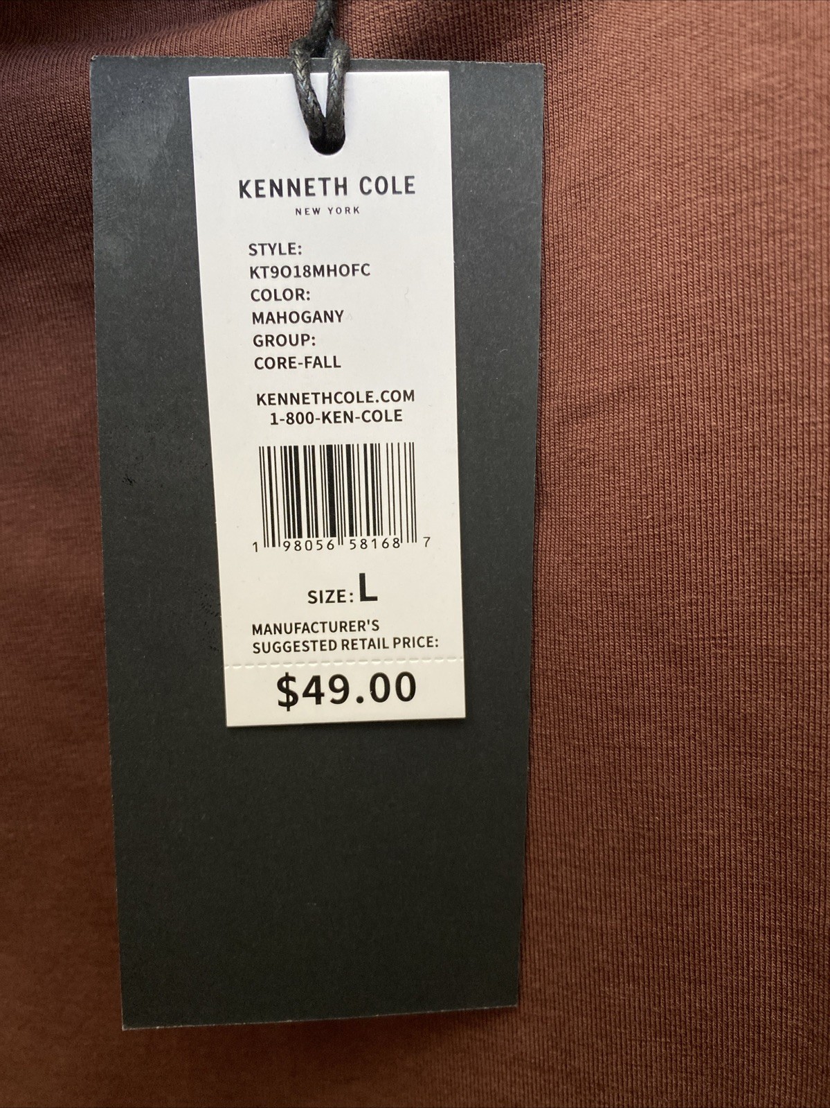 Kenneth Cole Men’s Mahogany Red Large Short Sleeve Crew Neck T-shirt NWT $49
