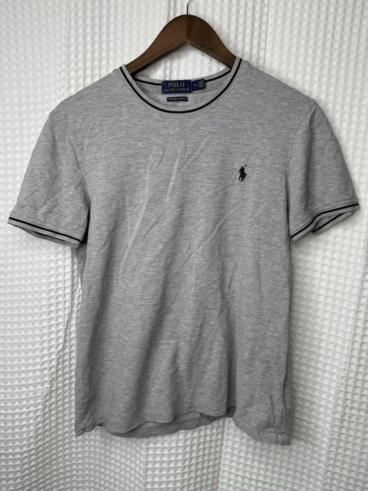 Polo Ralph Lauren Men’s M Gray Custom Slim Fit Ringer T-Shirt Pony Logo Pony