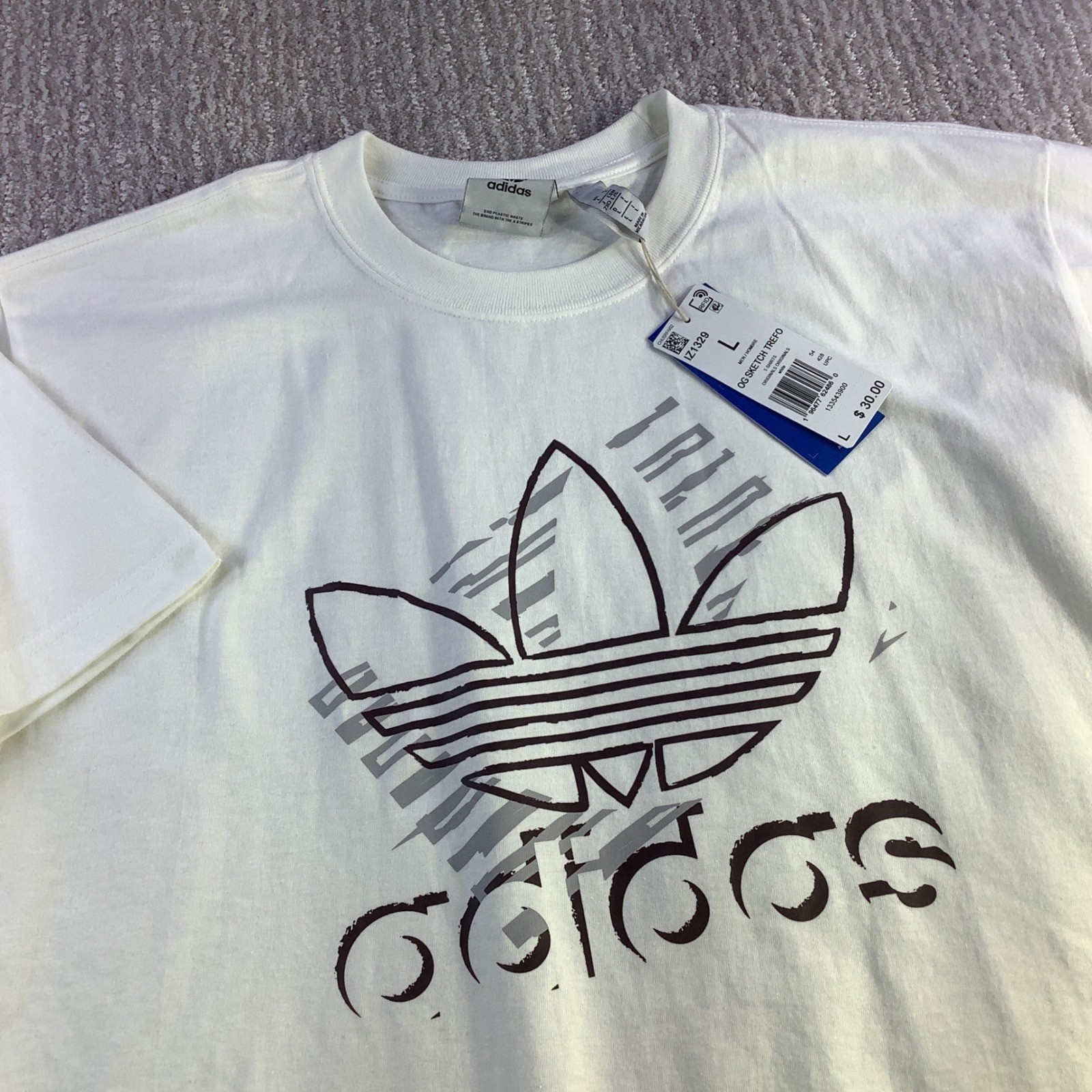 Adidas Originals OG Sketch Trefoil T Shirt Mens Large Graphic Tee White NWT