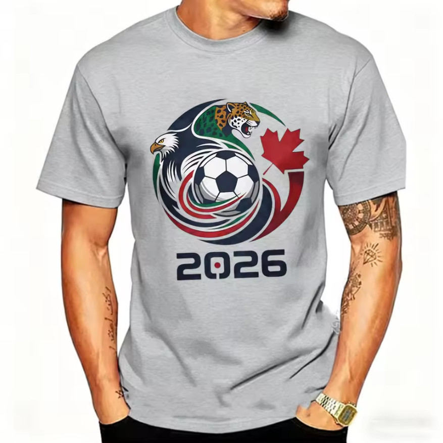 2026 USA Canada Mexico Soccer T-Shirt Eagle Jaguar Graphic Men Football Fan Tee