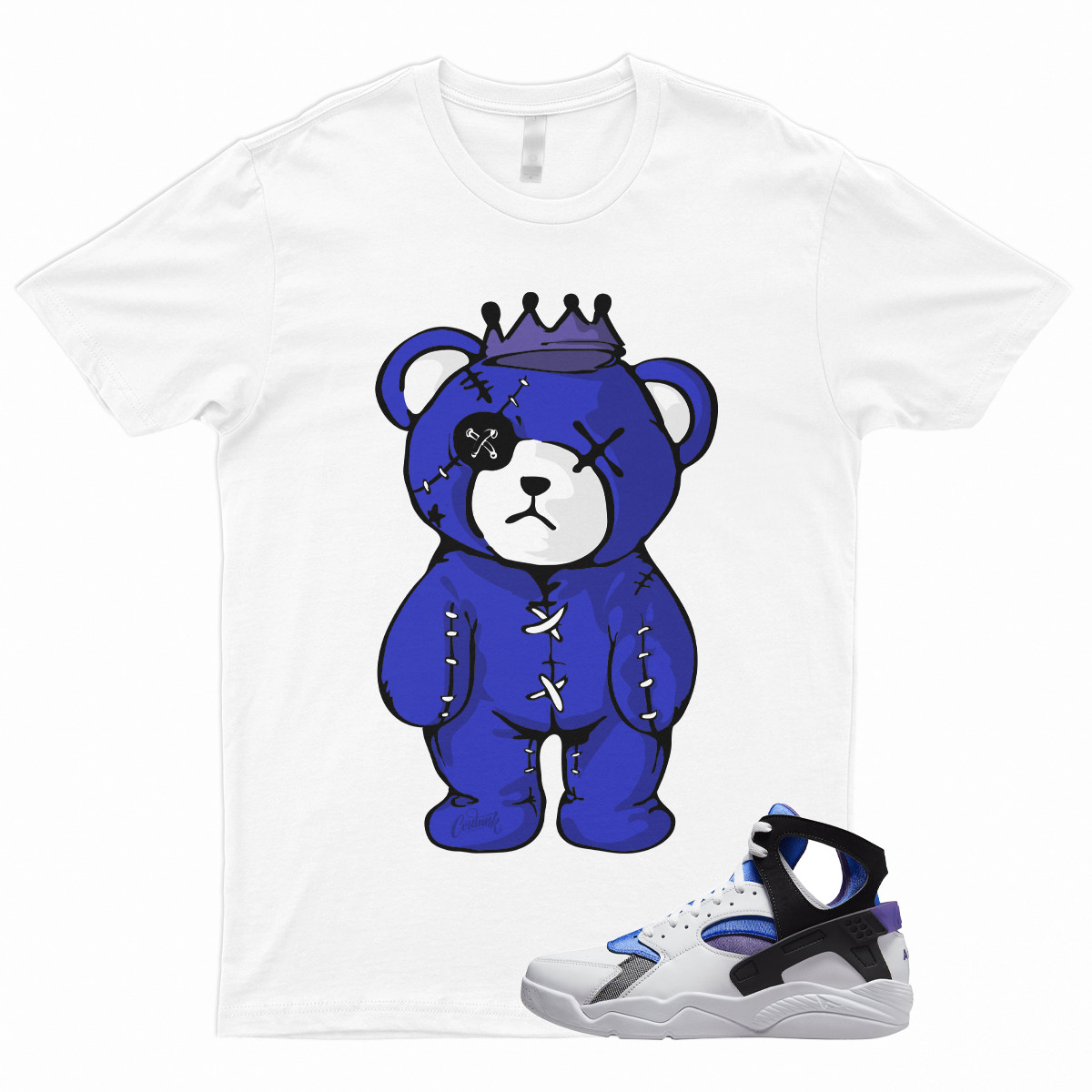 CROWN Shirt to Match Air Flight Huarache OG Varsity Purple Royal Blue Menta Dunk