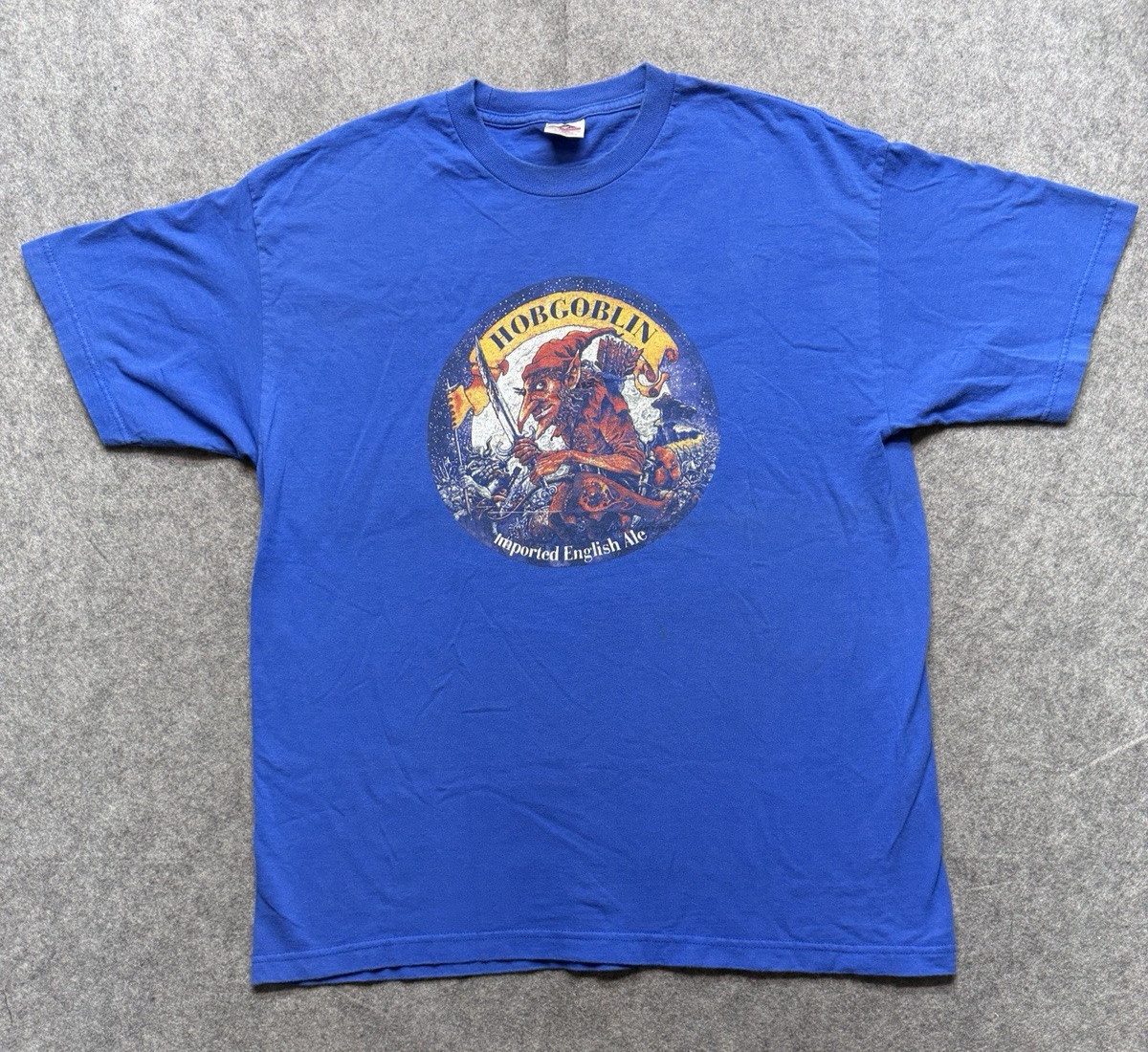 Hobgoblin Imported English Ale Shirt Mens XL Blue Graphic Fantasy Beer Tee