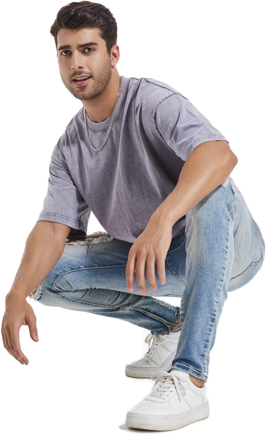 Men’s Oversized Heavy Cotton Summer T-Shirts Tee Loose Fit Short
