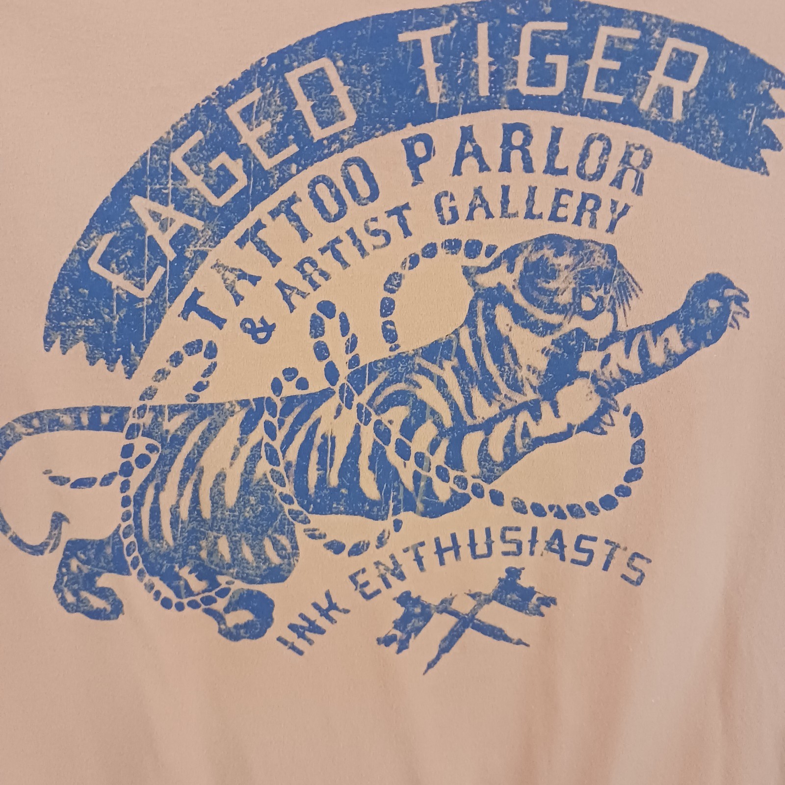 Cremieux T Shirt Size L Orange Caged Tiger Tattoo Parlor Ink Enthusiasts