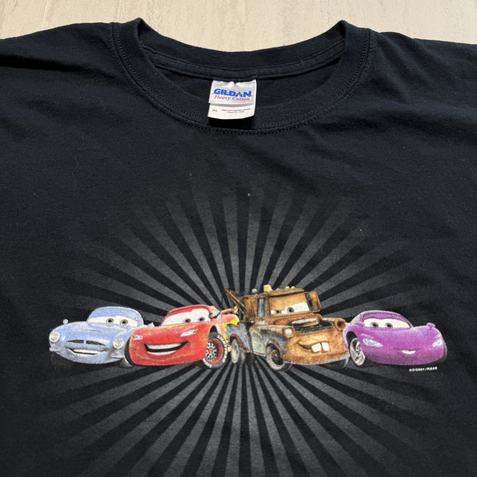 Disney Pixar Cars T-Shirt XL Black Gildan Heavy Cotton State Farm Promo