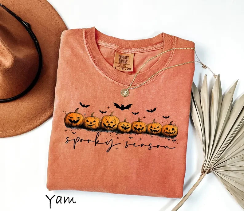 Spooky Season Shirt Halloween Pumpkin T-Shirt Autumn Fall Cottagecore Tee Gift