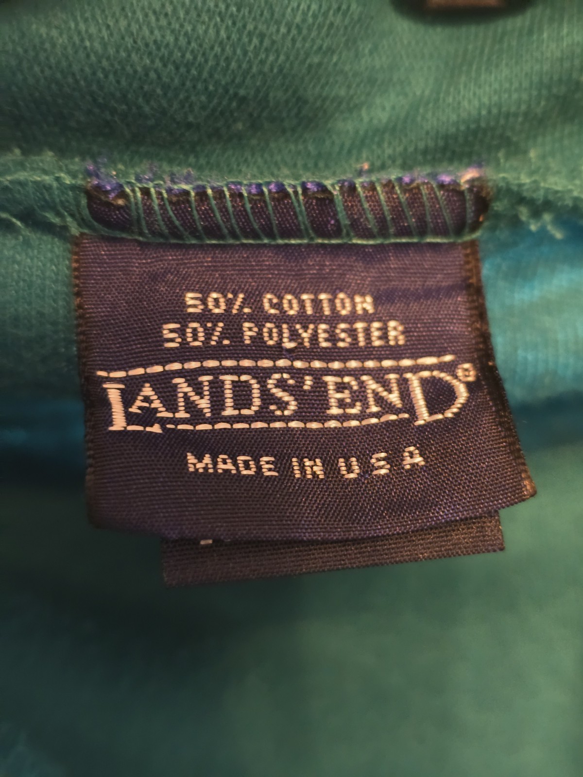 Vintage Lands’ End Shirt Men’s Large Teal Seamless Turtleneck High Neck LS USA
