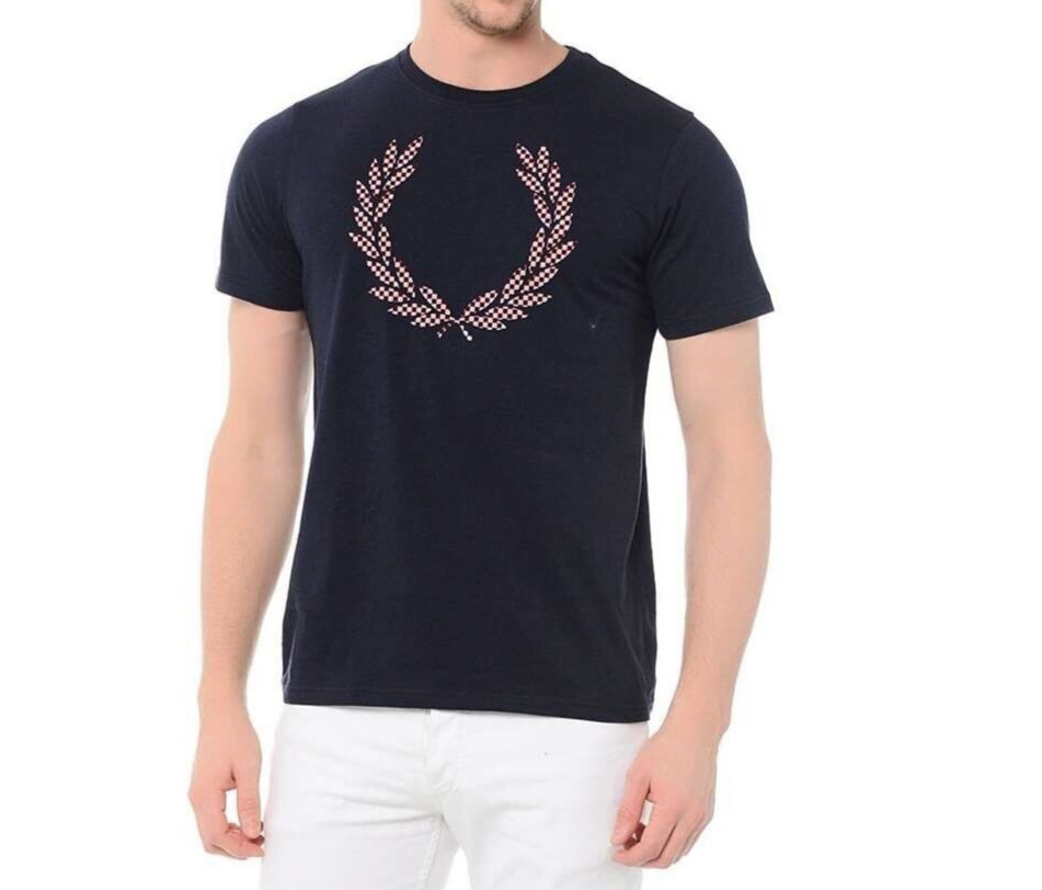 Men’s Fred Perry Laurel Print Cotton Pique Short Sleeve T-Shirt