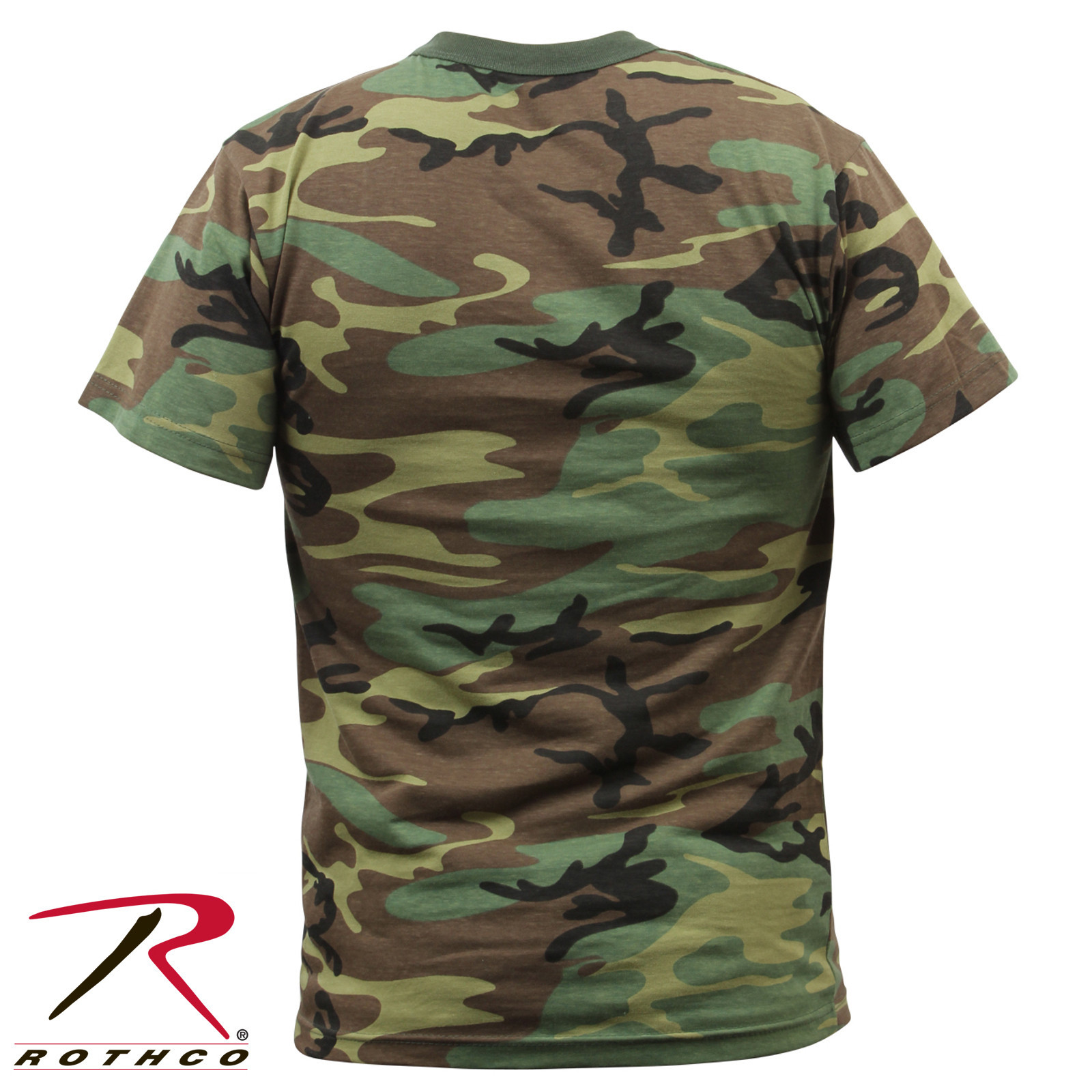 Men’s Camo Short Sleeve T-Shirt – Rothco Poly/Cotton Woodland Camo Tee