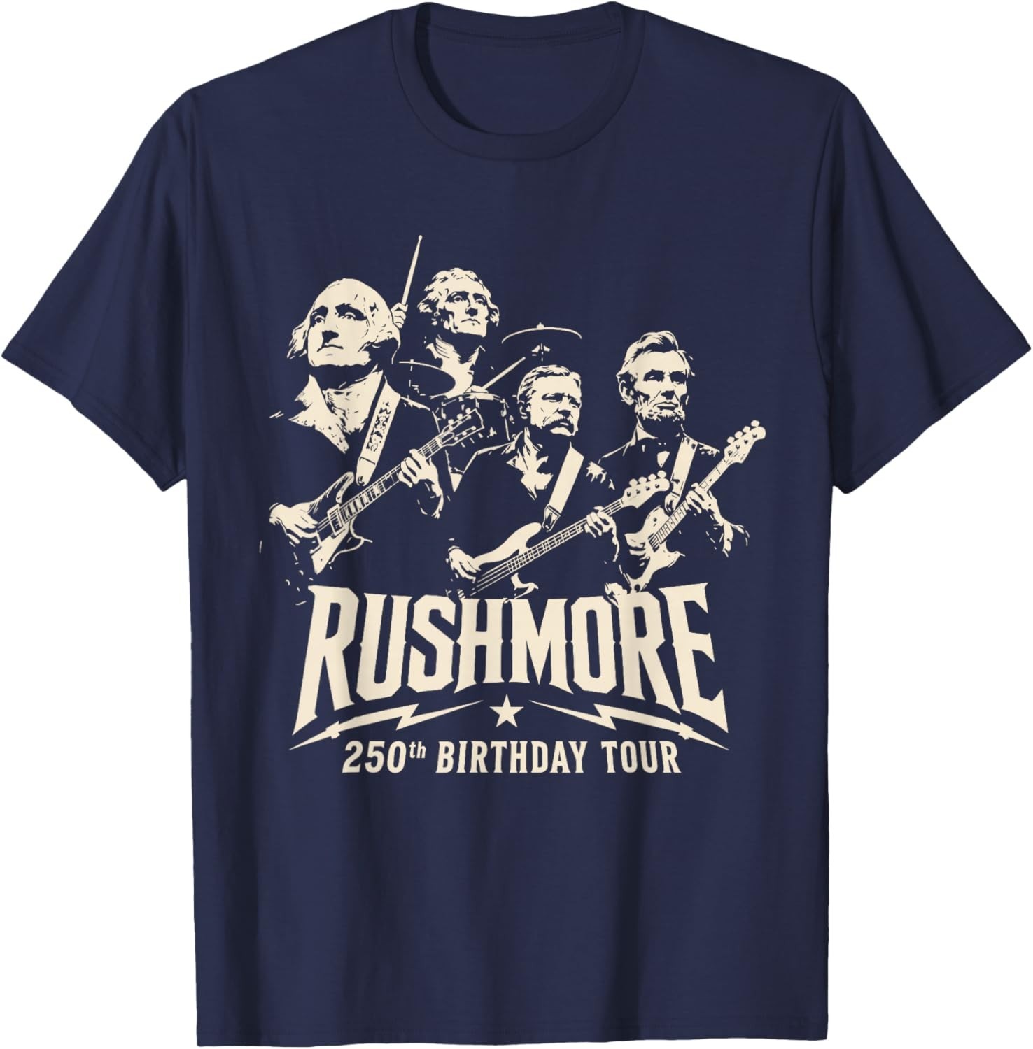 Funny Mount Rushmore 250th Birthday Tour Rockstar Graphic T-Shirt