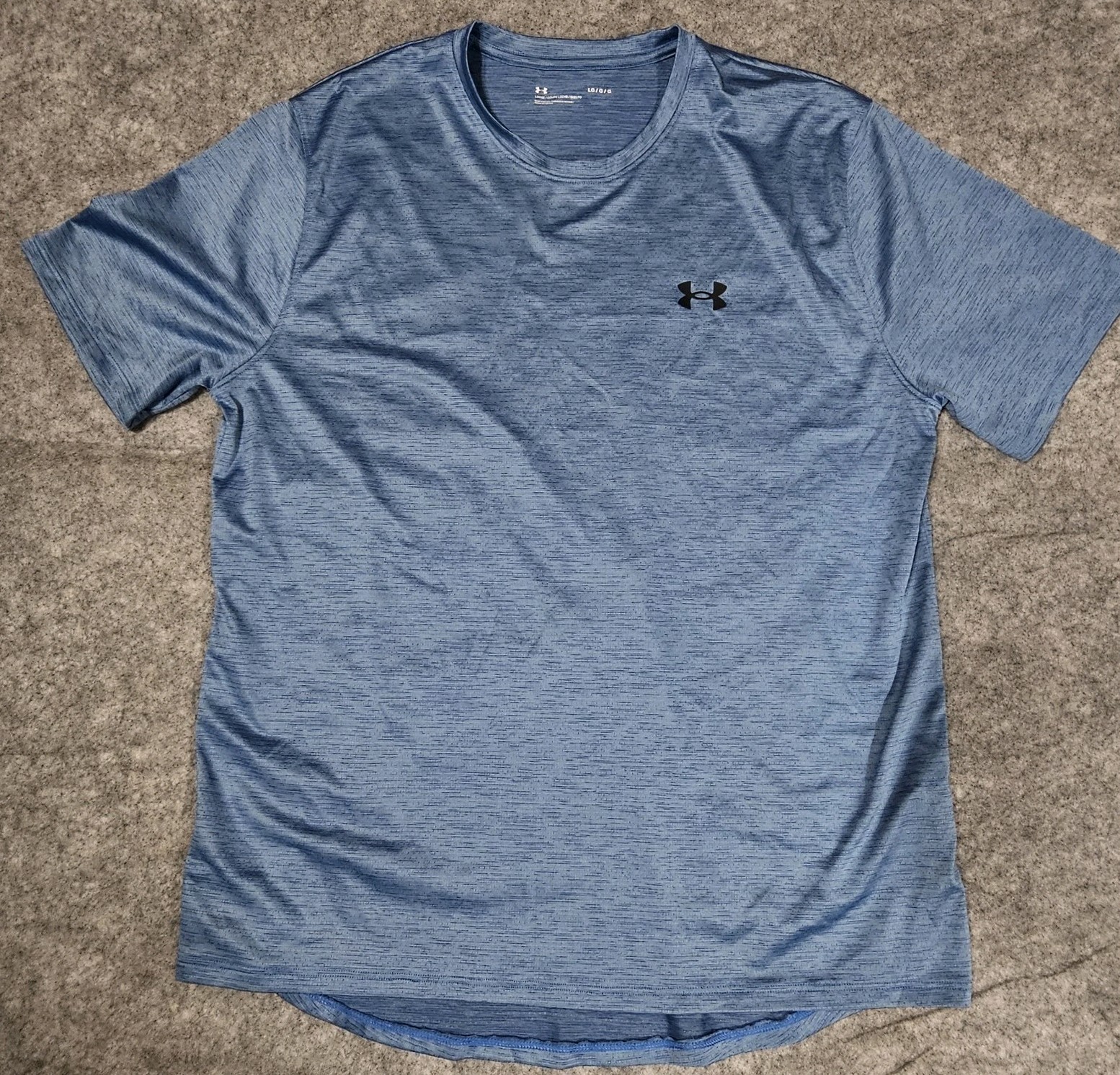Under Armour T Shirt Men L Blue Loose Polyester Spandex Activewear